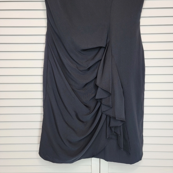 JOSEPHINE SASSO Vintage Dress Black Ruffle VNeck Sleeveless Zip Women Sz S Lined - Picture 4 of 10